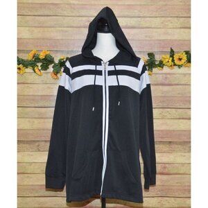 AVX Women's 26W Black & White Athletic Zip Up Hoodie Jacket Pockets Casual Warm